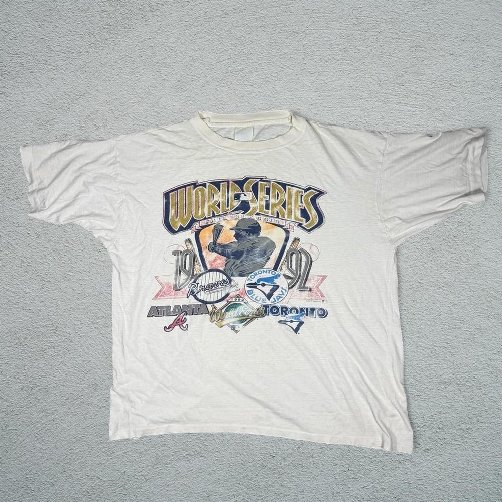 Vintage 1992 Atlanta Braves World Series T-Shirt Single Stitch White Mens XL